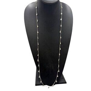 Banana Republic 40" Silver-Tone Beaded Necklace Dangling Charms